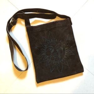 Dark Brown Shoulder Crossbody Bag Sun theme